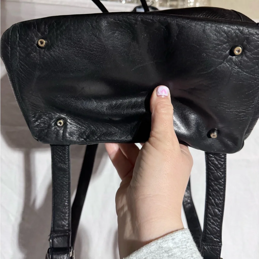 Perlina small black leather backpack purse